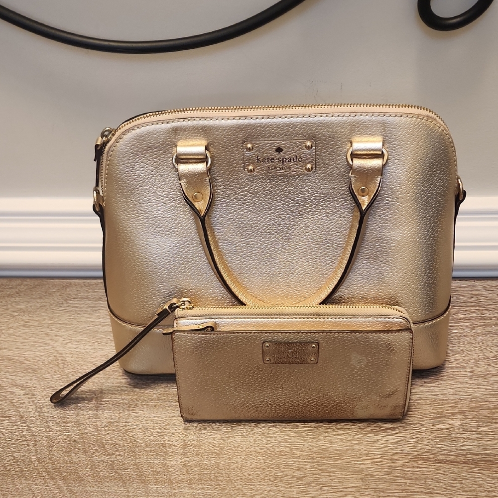 Kate Spade Gold Satchel and Wallet Set